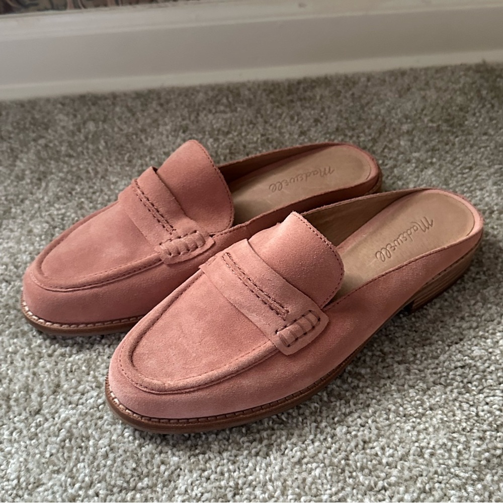 Madewell Elinor Loafer Mule in Pink Suede